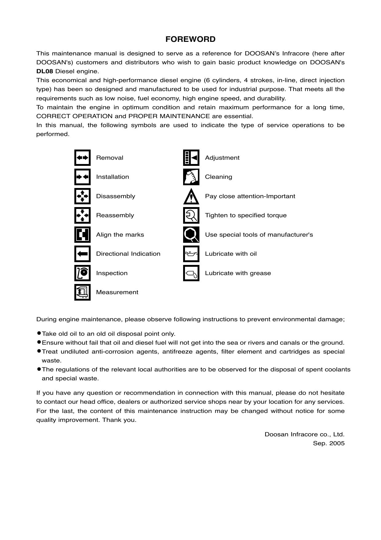 DL08 Engine Service Manual Daewoo Doosan